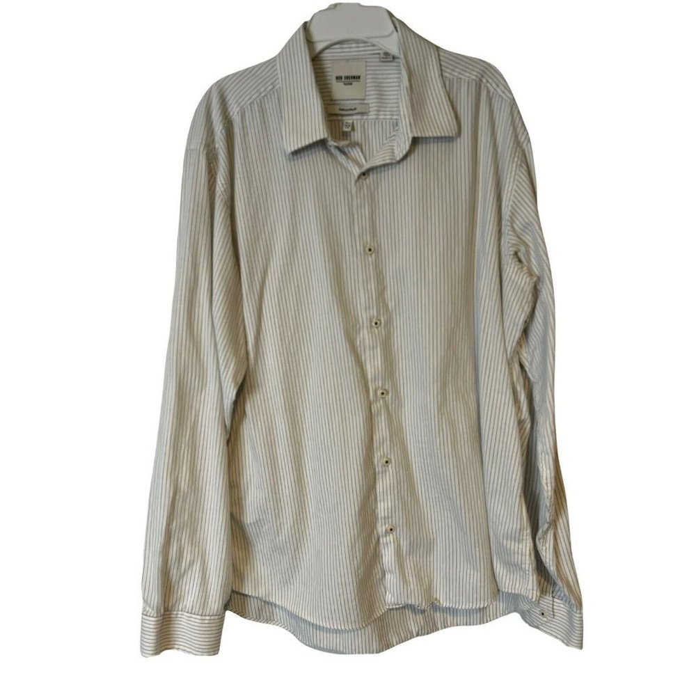 Mens Dress Shirt Ben Sherman Long Sleeve Tailored Slim Fit Strip Size 16.5